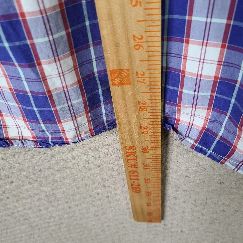 Banana Republic Shirt Mens M Blue Red Plaid Button Down Soft Wash Long Sleeve